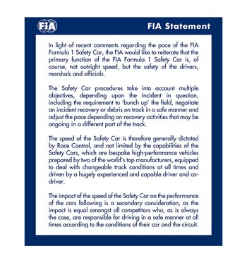 El comunicado que la FIA