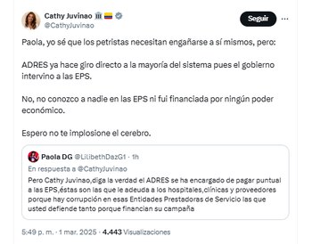 La representante Catherine Juvinao respondió