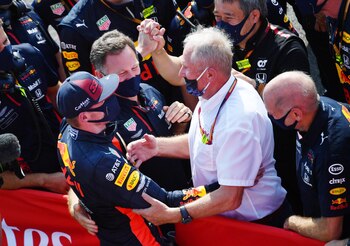 Max Verstappen, Christian Horner y