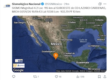 El sismo ocurrió en Michoacán