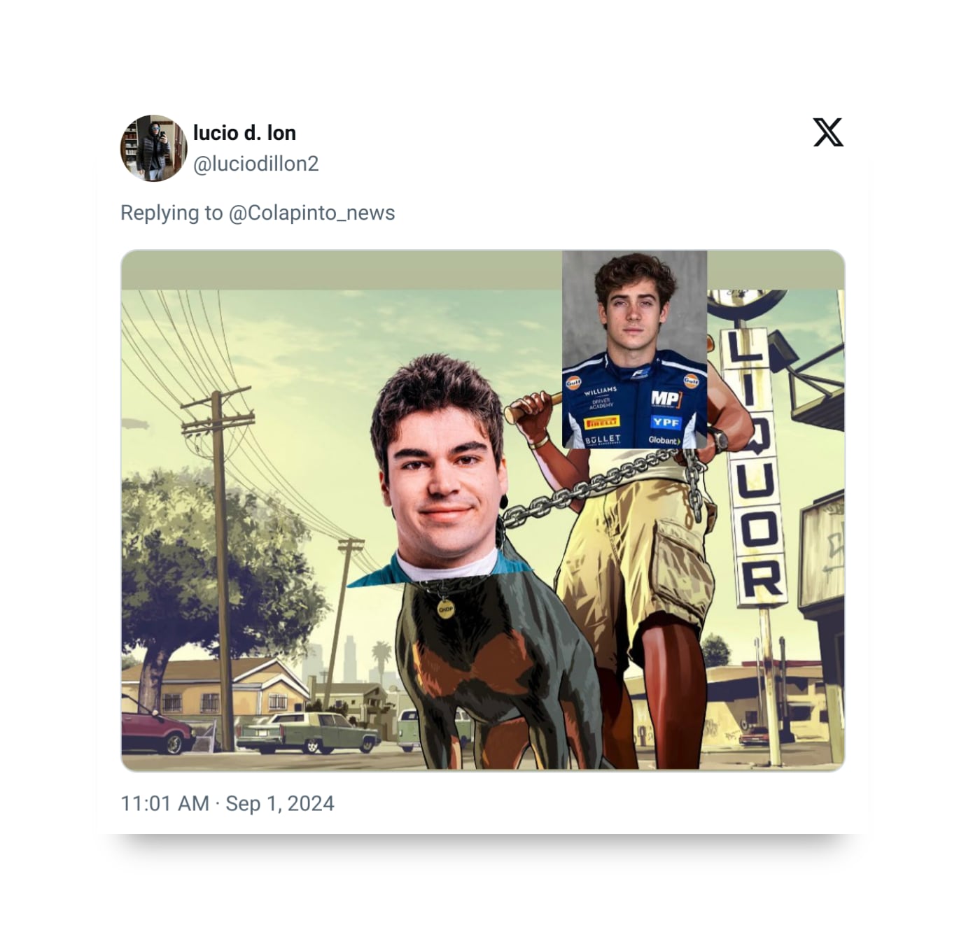 memes de la primera carrera de Franco Colapinto en la F1