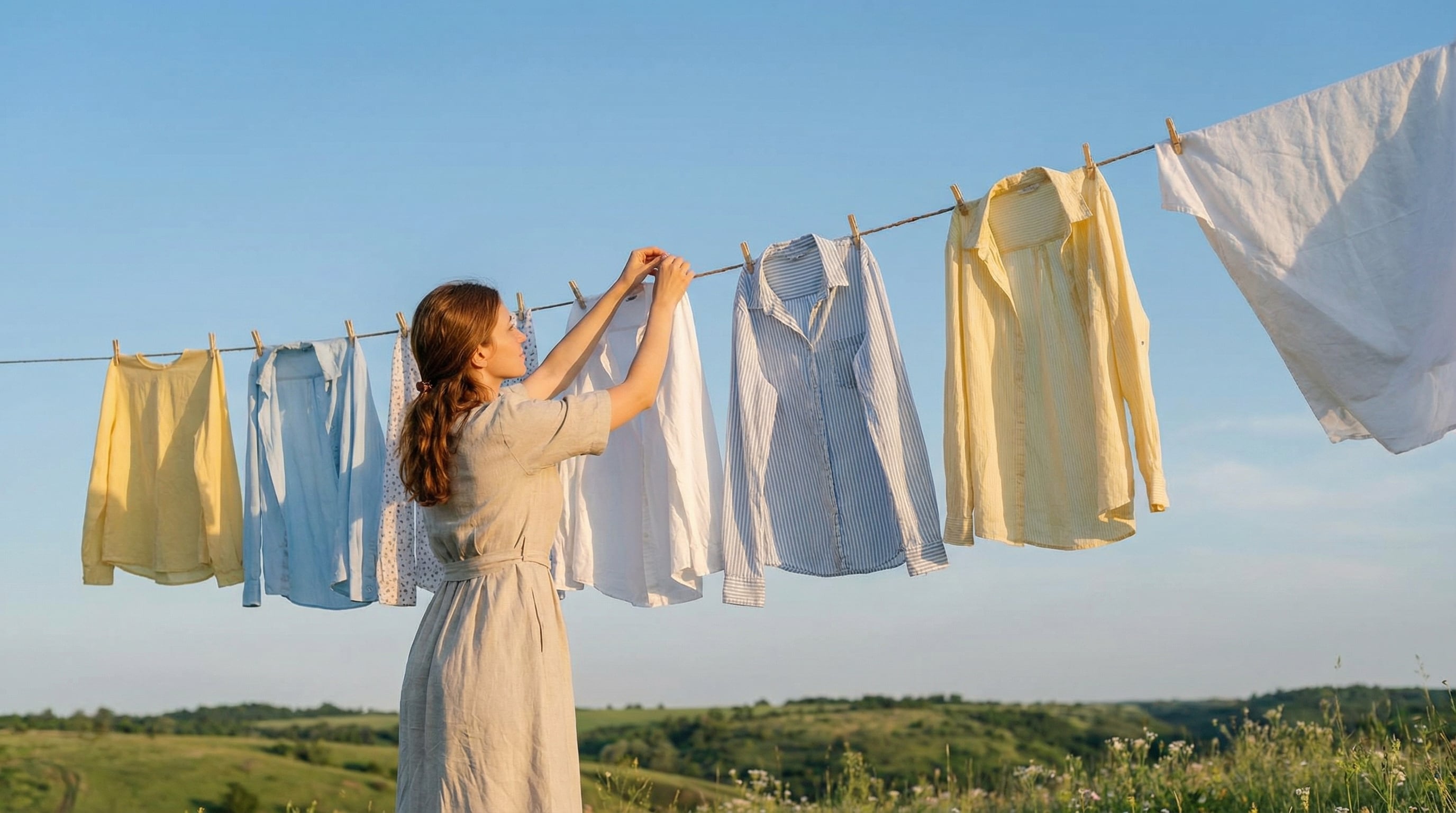 El truco del tender “arcoíris” facilita una mejor circulación de aire entre las prendas. (Imagen Ilustrativa Infobae)