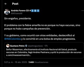 Andrés Forero le contestó a