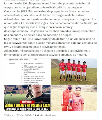 Para el medio independiente la versión de un enfrentamiento (y que brindó el Ejército), sería errónea - crédito @lapistaclave/X