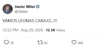 Captura de pantalla de una publicación en la red social X realizada por la cuenta verificada de Javier Milei