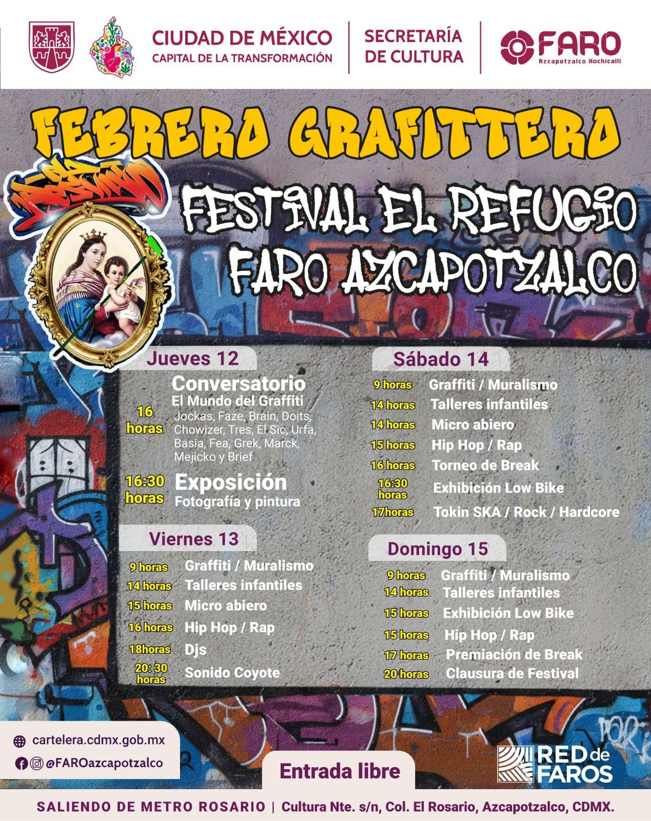 Hip hop, muralismo y break: así se vivirá El Refugio en Azcapotzalco. Foto: (Secretaría de Cultura CDMX)