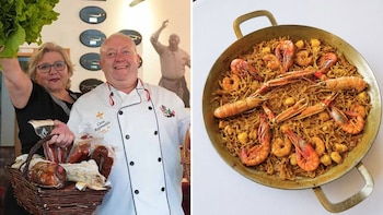 Ángel y Feli, los asturianos que cocinan la mejor fideuá del mundo: “Llevé el marisco desde Candás y lo metí en la nevera del hotel, pero la clave está en el caldo”