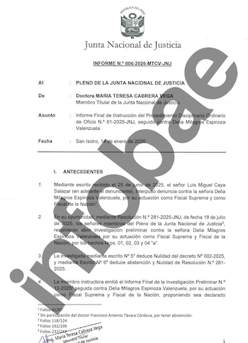 Informe que propone la destitución