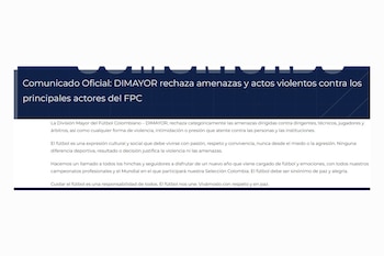 La Dimayor rechazó las amenazas