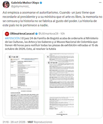 Gabriela Muñoz cuestionó el retiro de los elementos - crédito @gabymunozz_/X