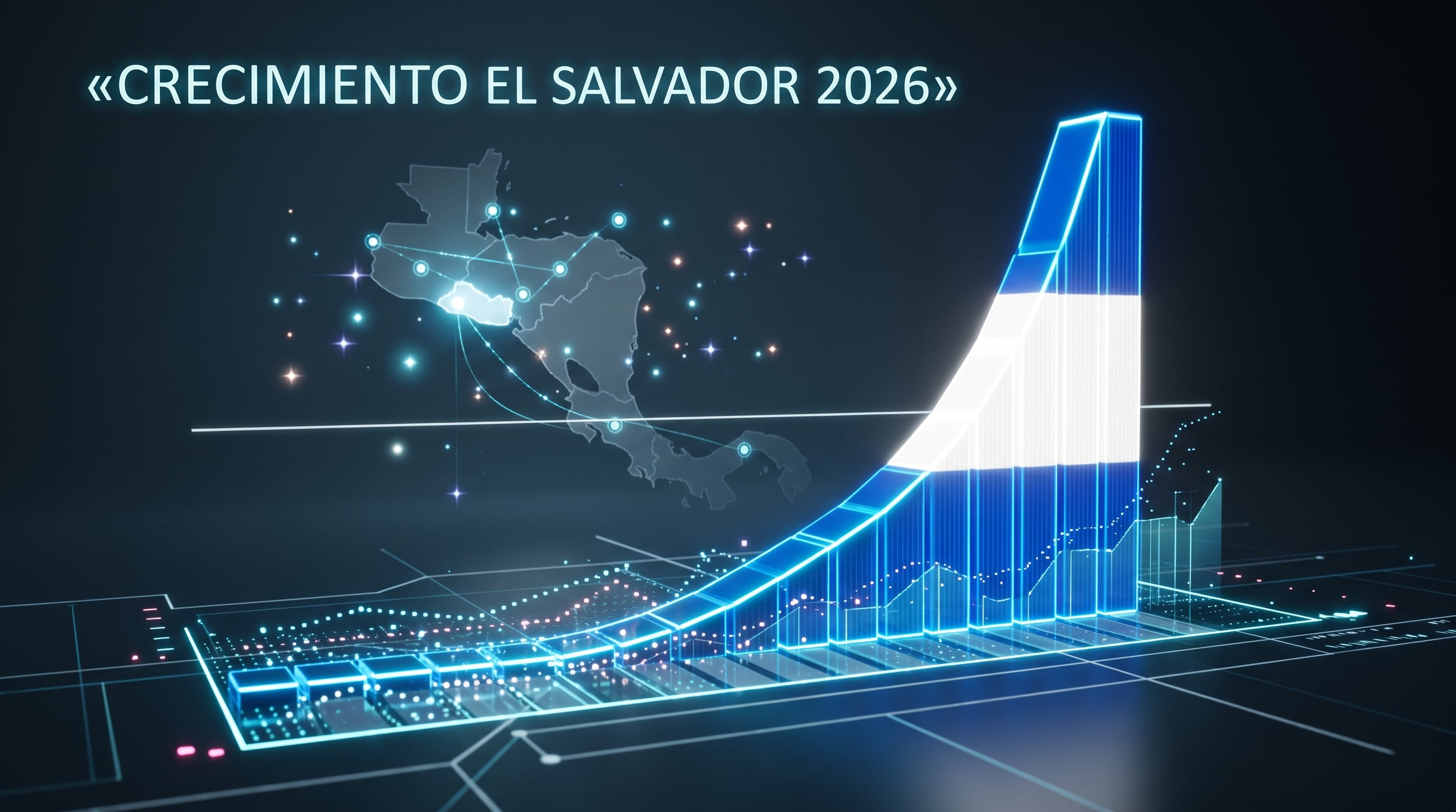 Un gráfico tridimensional ilustra la proyección del crecimiento económico de El Salvador para el año 2026 respecto al promedio de Centroamérica. (Imagen Ilustrativa Infobae)