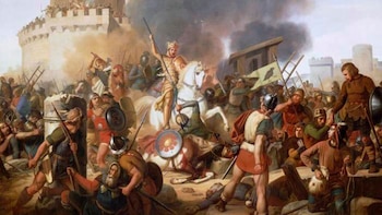 Representación del asedio vikingo a