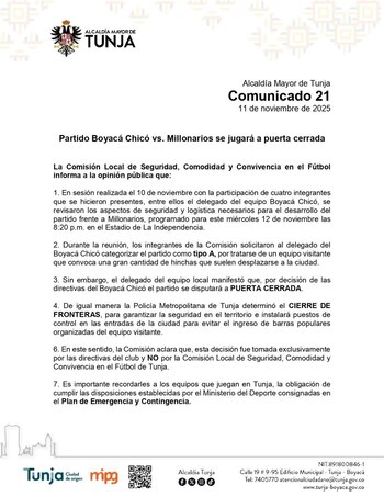 La Alcaldía de Tunja emitió