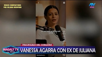 Captura de pantalla de televisión con rótulos del programa Magaly TV La Firme y la reproducción de un video de redes sociales