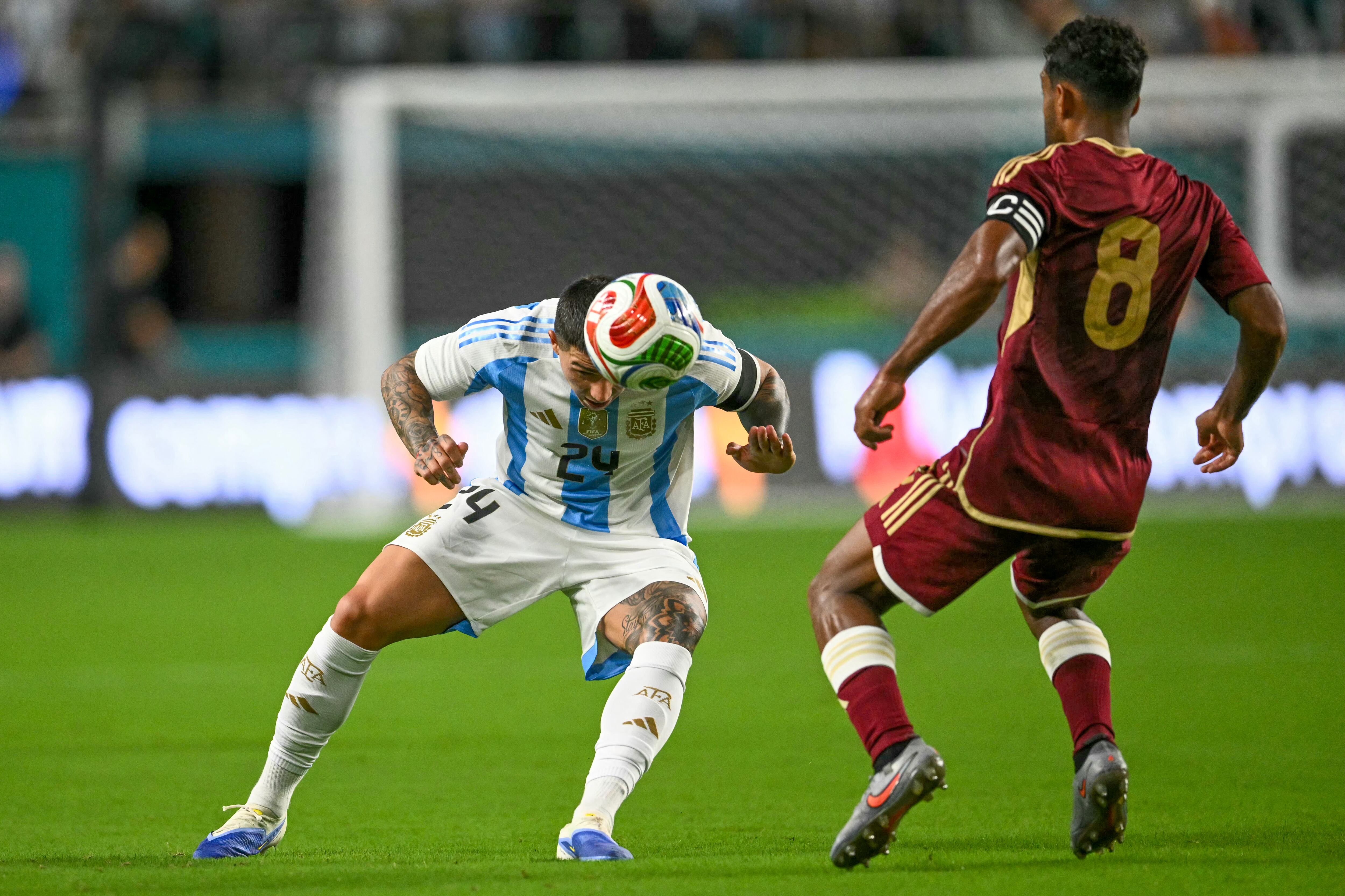 Enzo Fernández sumó 78 minutos en el partido entre Argentina y Venezuela (Photo by CHANDAN KHANNA / AFP)