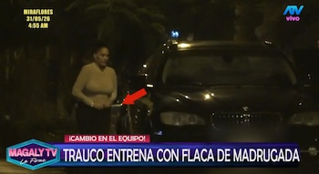 Miguel Trauco es ampayado con una mujer: imágenes muestran que ambos permanecieron juntos dentro de una camioneta. Captura: Magaly TV La Firme.
