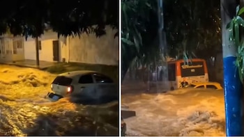 Fuertes lluvias en Atlántico: Taxi fue arrastrado por arroyo El Salao, en Soledad, todo quedó en video