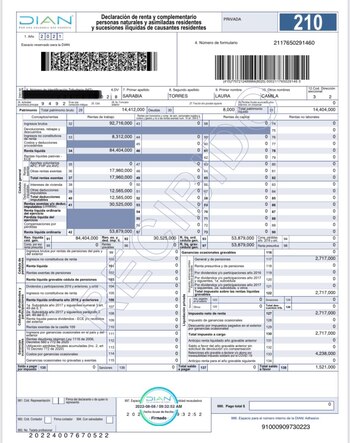 Declaración de renta de Laura