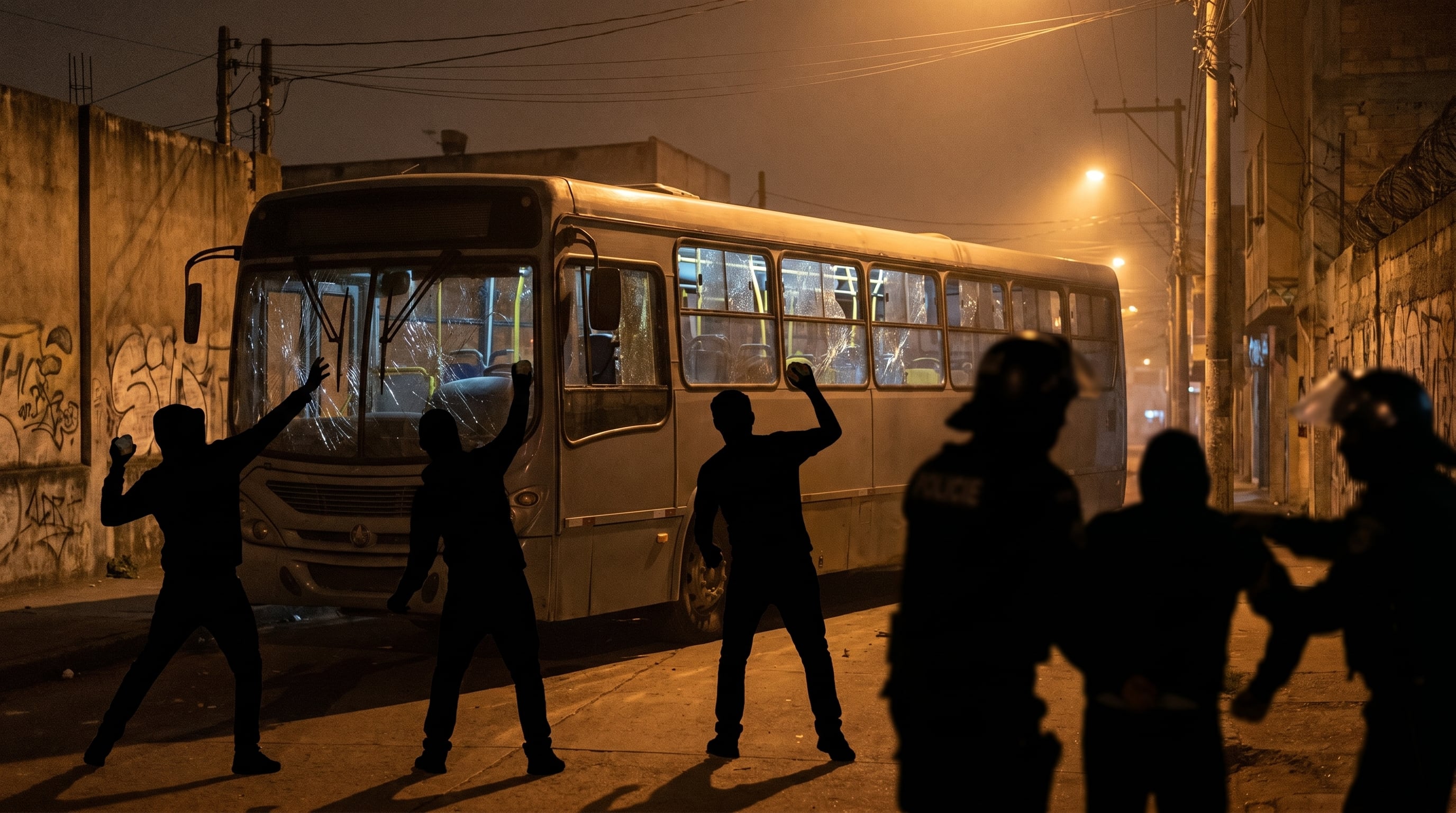 Aficionados violentos apedrean un autobús y se enfrentan a las autoridades en un contexto de disturbios pospartido en El Salvador. (Imagen Ilustrativa Infobae)
