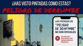 Aparecen pintadas no oficiales en edificios afectados por los seísmos con el mensaje 'Peligro de derrumbe'