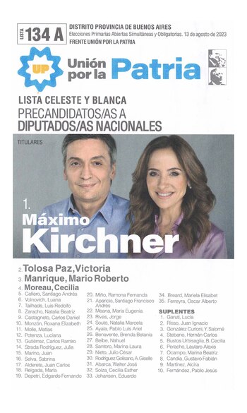 La boleta oficial de Unión