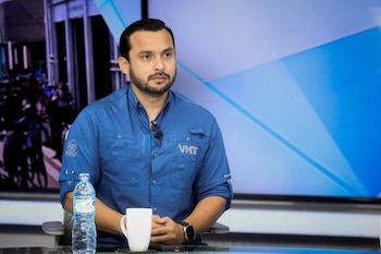 El viceministro de Transporte, Nelson Reyes, durante su intervención en el programa Diálogo 21 (Cortesía: Secretaría de Prensa).