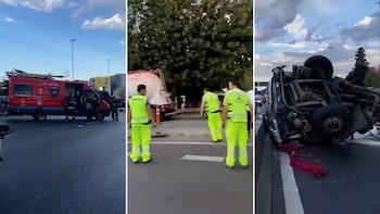 Impactante vuelco de un camión en General Paz