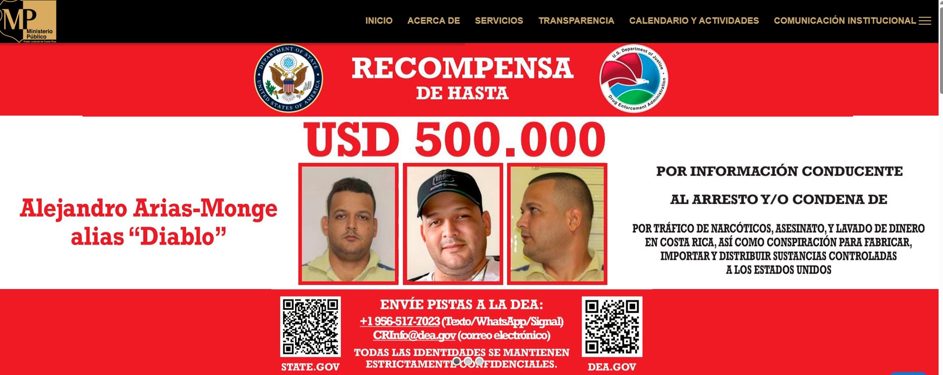 La banda liderada por Alejandro Arias Monge, alias 'Diablo', opera en Pococí, Guácimo, Sarapiquí, Pocora y San Carlos. (Captura de pantalla de MP Costa Rica)