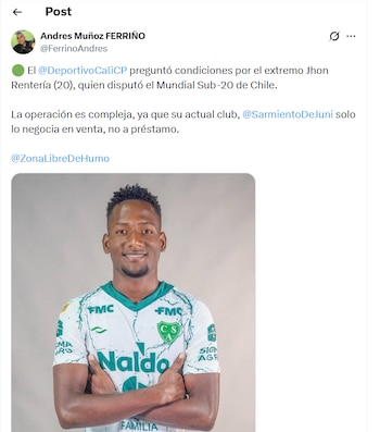 Jhon Rentería tiene proceso en las divisiones menores de la selección Colombia - crédito X