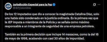 JEP - crédito @JEP_Colombia/X