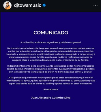 Comunicado de DJ Towa ante