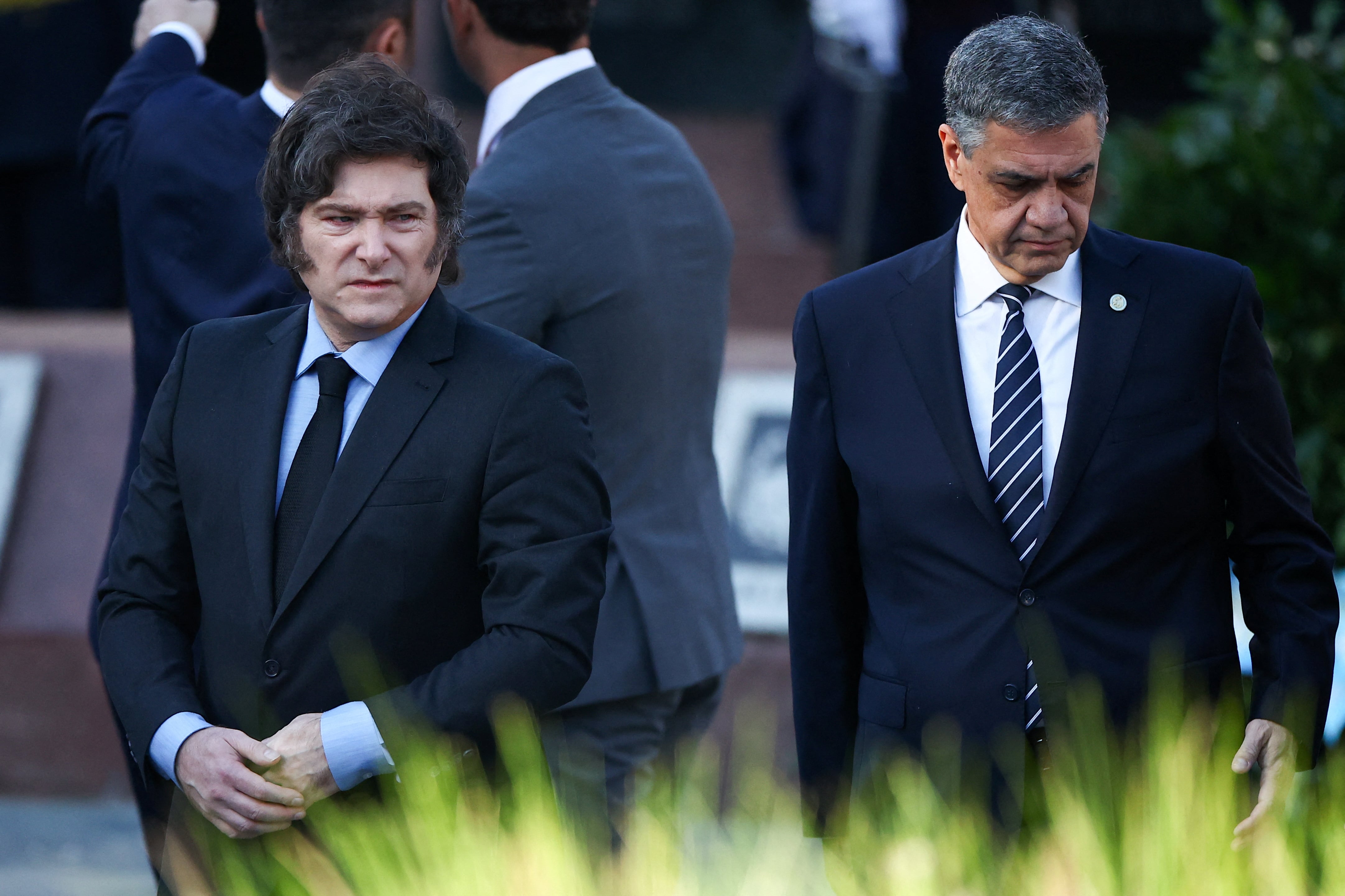 El presidente Javier Milei junto al jefe de Gobierno porteño, Jorge Macri (REUTERS/Agustin Marcarian)