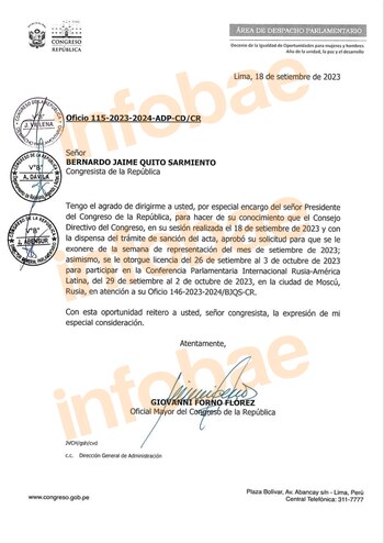 Oficialía Mayor comunicó a Quito,