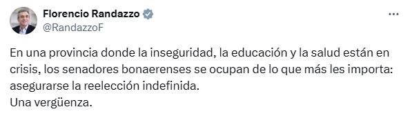 El tweet de Florencio Randazo