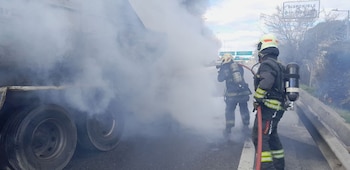 camión incendiado