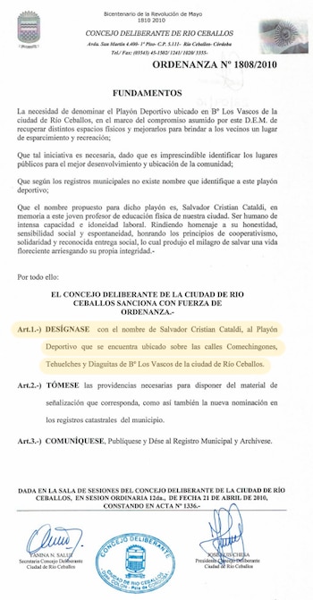 En Río Ceballos un playón