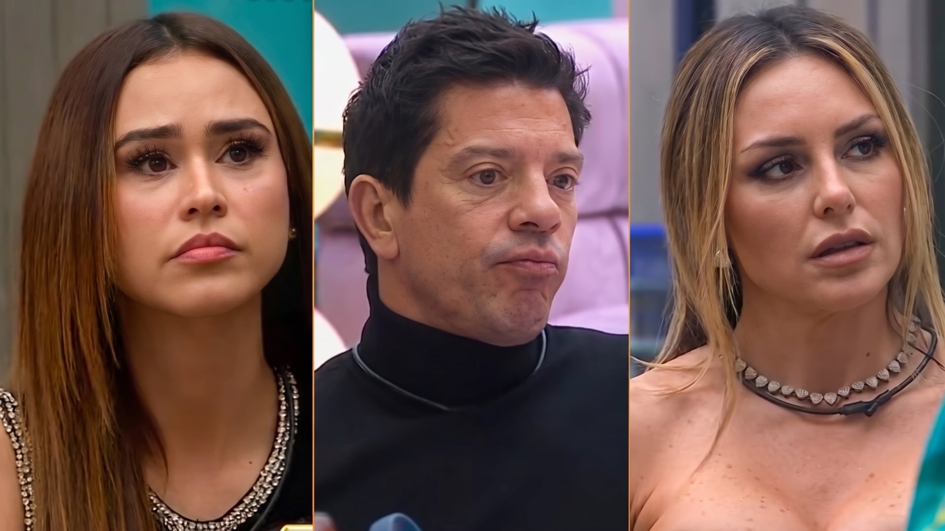 Los participantes de La Casa de los Famosos México reaccionan con seriedad y atención a las palabras de Galilea Montijo, tras un regaño de la presentadora. (YouTube: La Casa de los Famosos México 4)