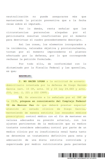 Rechazo de la prosión domiciliario