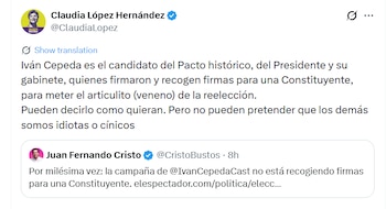 López afirmó que sectores del Pacto Histórico sí impulsan firmas y cuestionó la postura de Cristo con una declaración directa en redes sociales - crédito @ClaudiaLopez/X