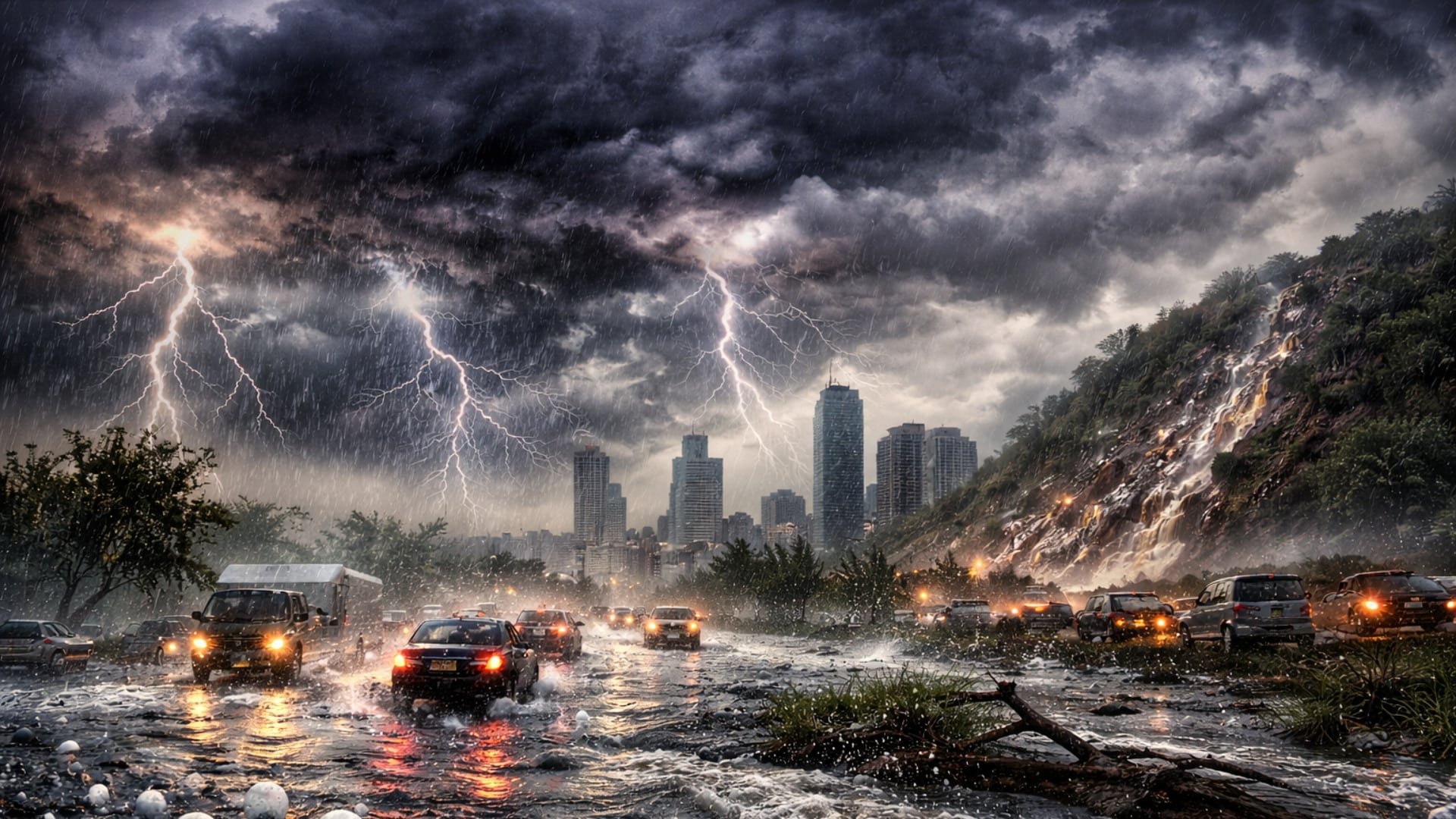 La “tormenta negra” no es una categoría oficial en México, sino una forma informal de describir lluvias extremadamente intensas, inspirada en otros sistemas meteorológicos. Foto: Imagen ilustrativa generada con IA
