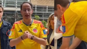 Esas marquillas serían la prueba de que la camiseta de José Manuel Restrepo no es original - crédito @jrestrp/X