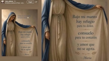 La publicación incluyó una imagen de la Virgen María y una frase sobre el refugio, el consuelo y la fe.