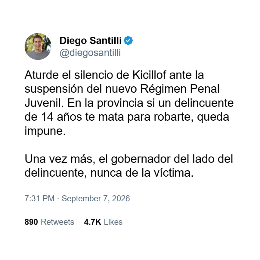 Tweet de Diego Santilli