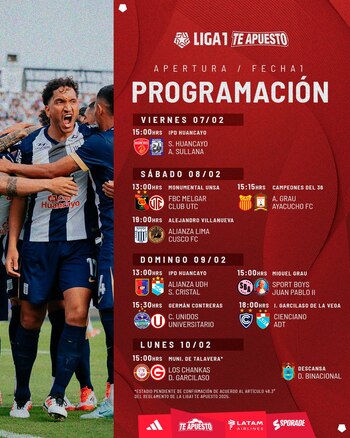 Programación de la fecha 1