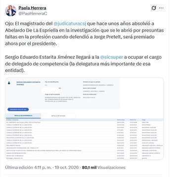 La denuncia fue hecha por parte de la periodista Paola Herrera el lunes 19 de octubre de 2026 - crédito @PaoHerreraC/X