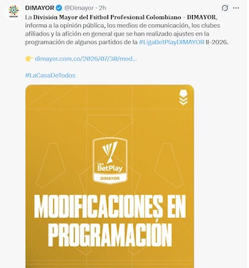 Este fue el anuncio de la Dimayor sobre la reprogramación de los partidos de la liga colombiana - crédito Dimayor