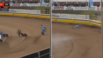 Chocó contra un muro de contención, salió despedido y sufrió graves heridas: el impactante accidente de un motociclista en el Mundial de speedway