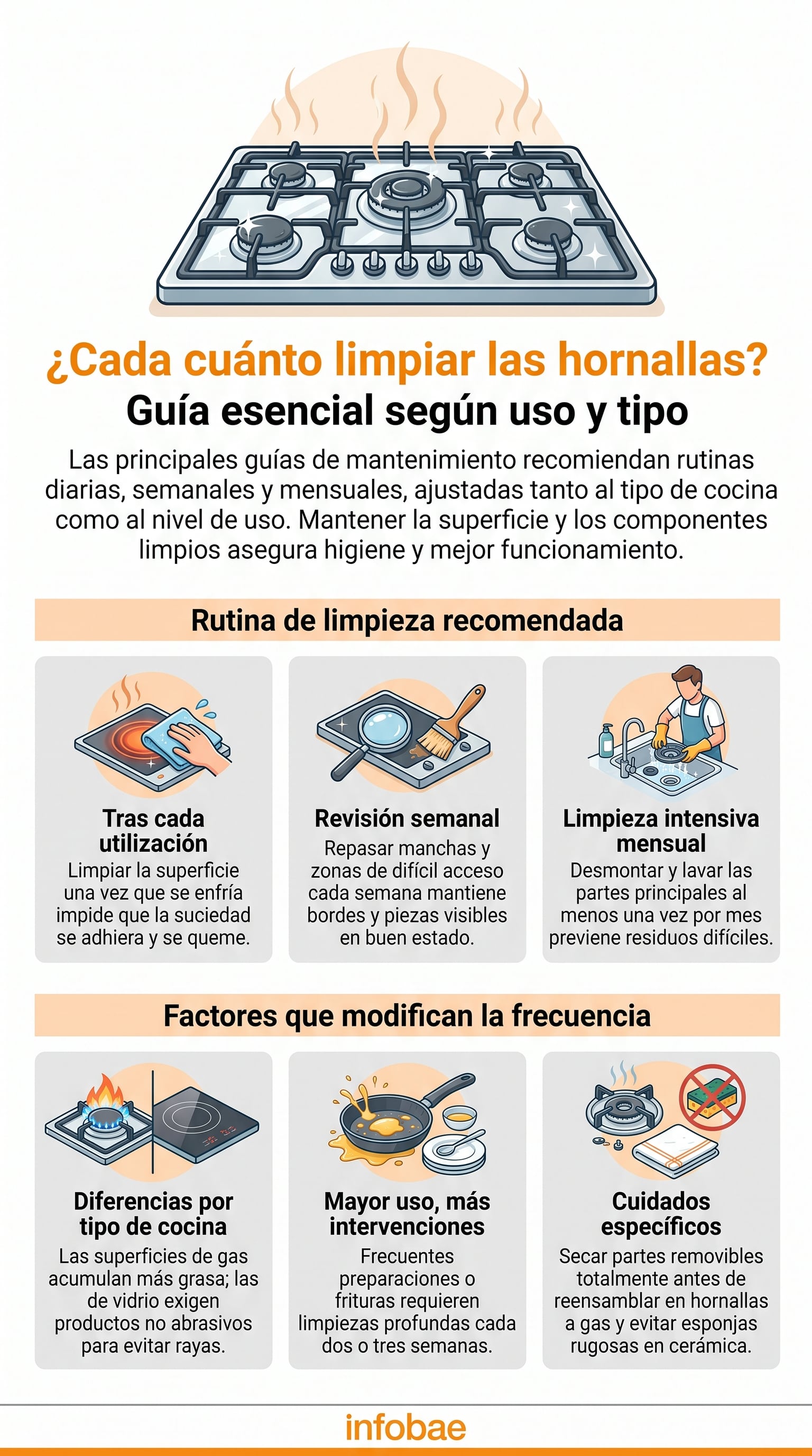 Las guías domésticas recomiendan una revisión semanal de bordes, zonas difíciles y piezas visibles. (Imagen Ilustrativa Infobae)