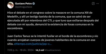 A través de X, Gustavo