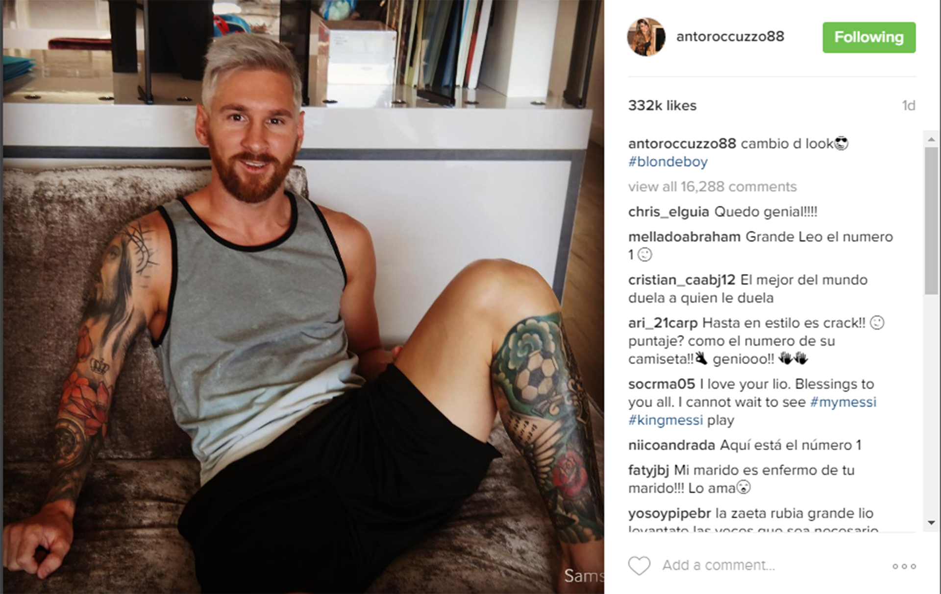 El recordado cambio de look, platinado